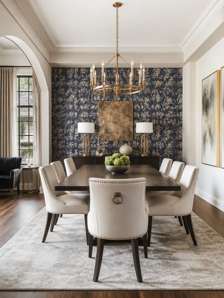 Peel and Stick Wallpaper Dining Room Luxury editorial staging