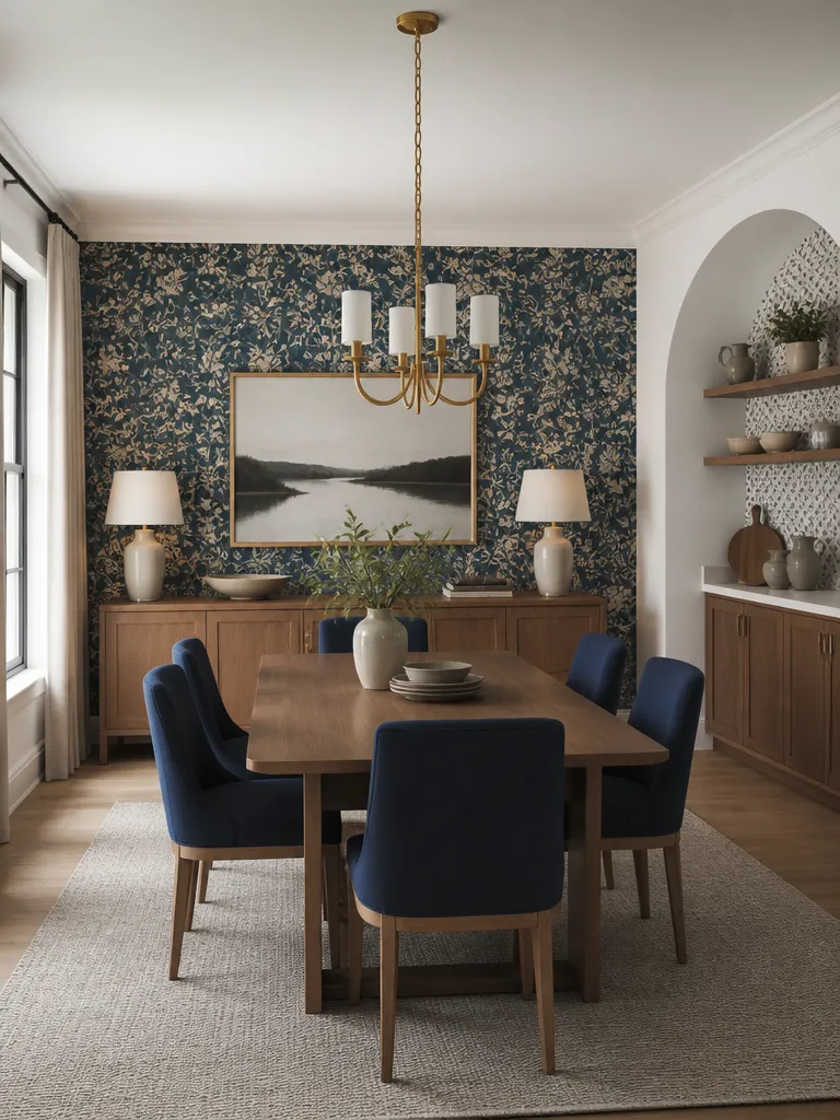 Peel and Stick Wallpaper Dining Room Warm residential staging