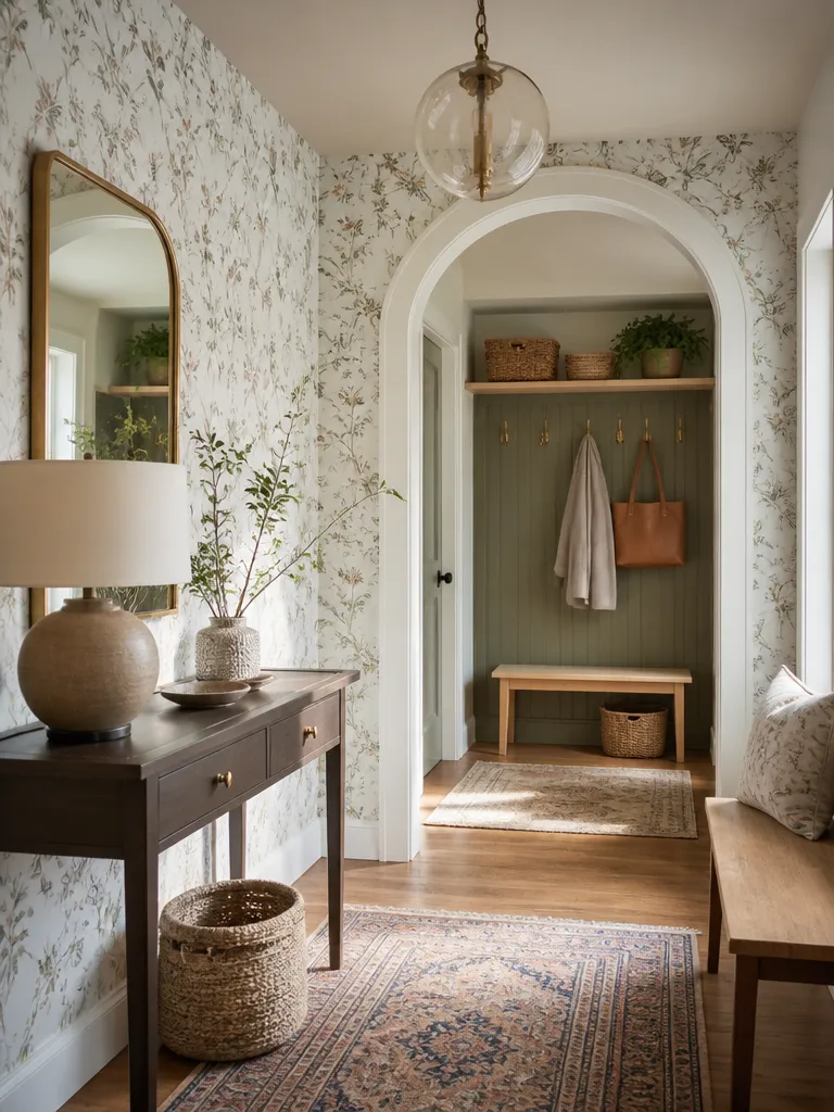 Peel and Stick Wallpaper Entryway Warm residential staging