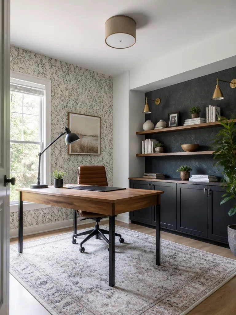 Peel and Stick Wallpaper Home Office Warm residential staging