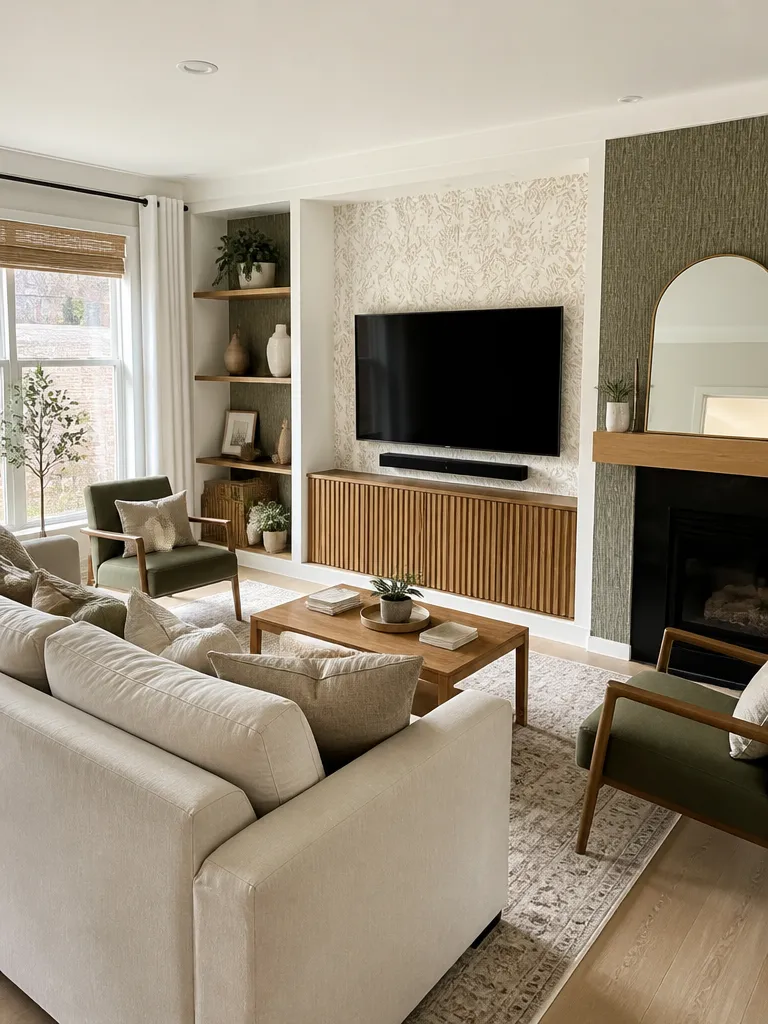 Peel and Stick Wallpaper Living Room Warm residential staging