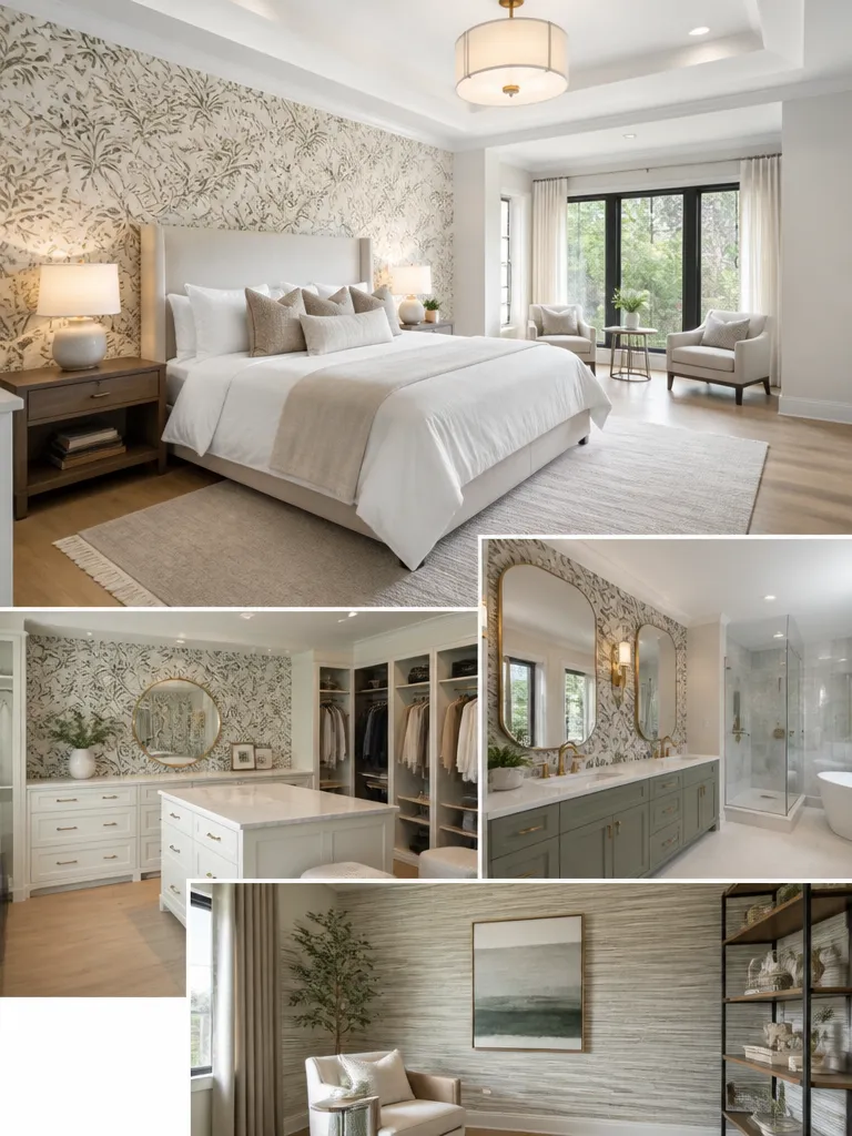 Peel and Stick Wallpaper Master Bedroom Luxury editorial staging