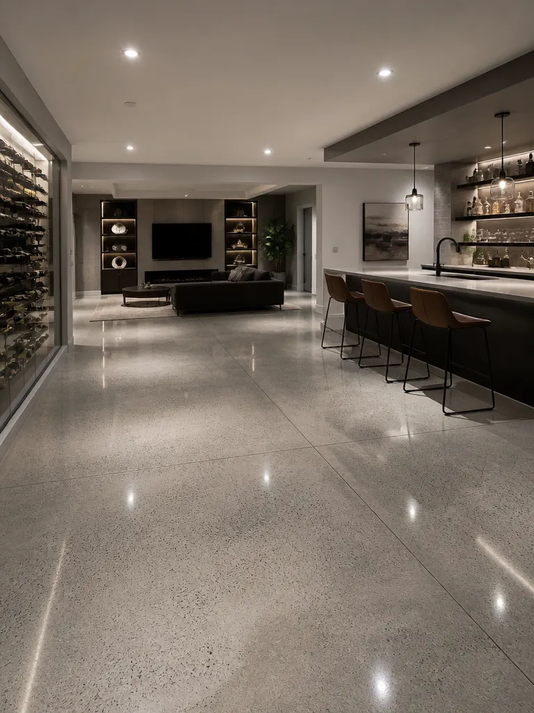 Polished Concrete Floors Basement Luxury editorial staging