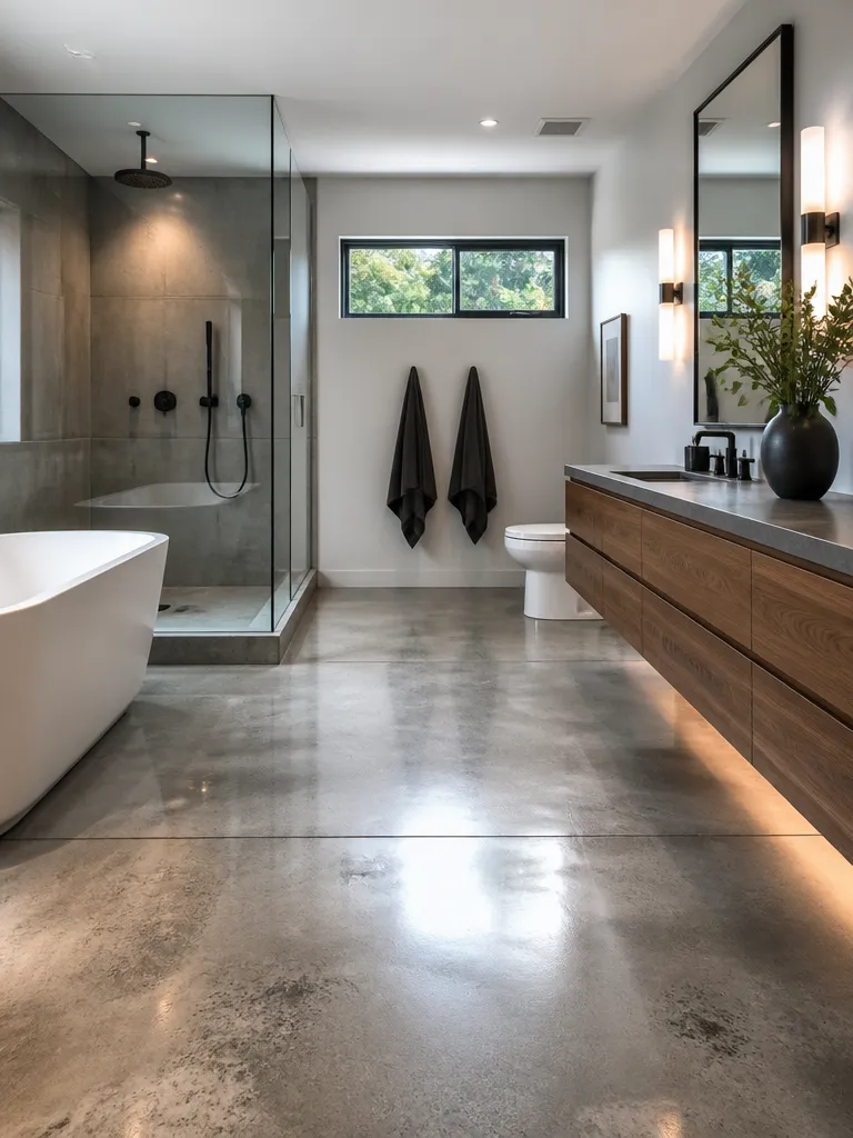 Polished Concrete Floors Bathroom Luxury editorial staging
