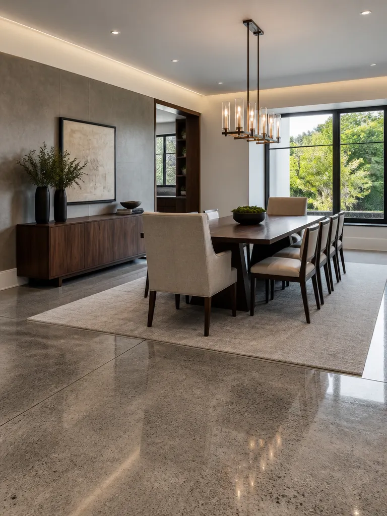 Polished Concrete Floors Dining Room Luxury editorial staging
