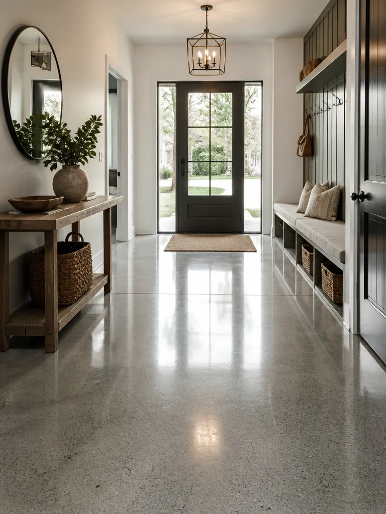 Polished Concrete Floors Entryway Warm residential staging