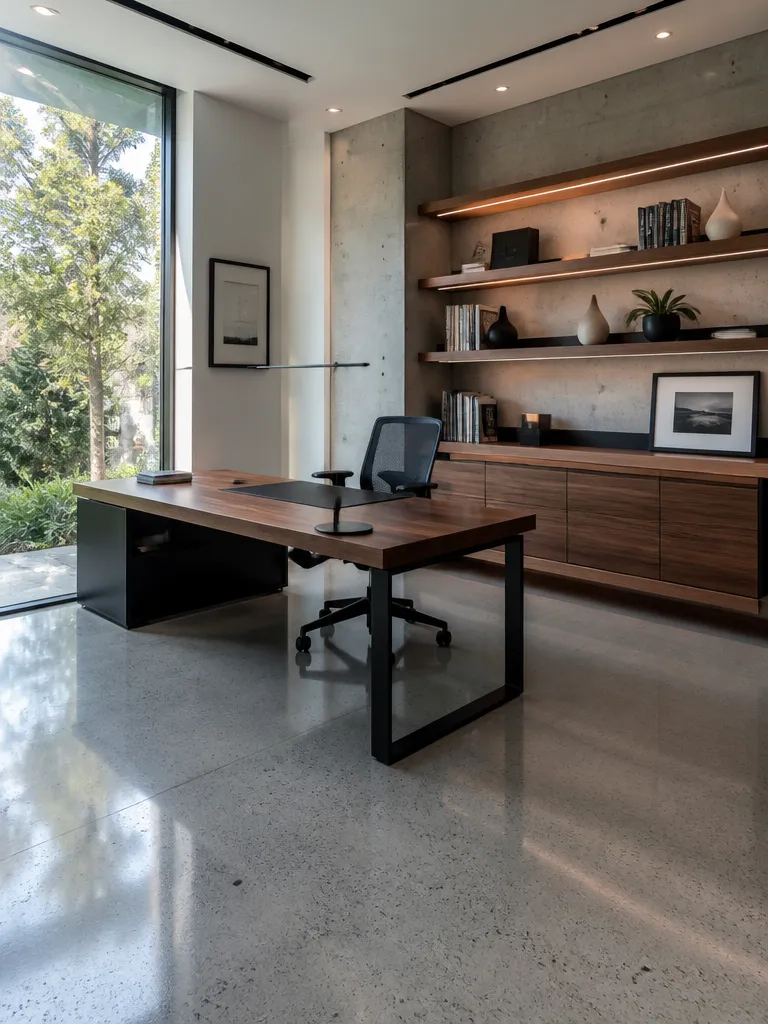Polished Concrete Floors Home Office Luxury editorial staging