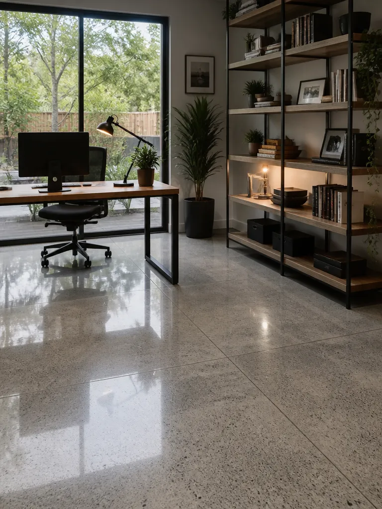 Polished Concrete Floors Home Office Warm residential staging