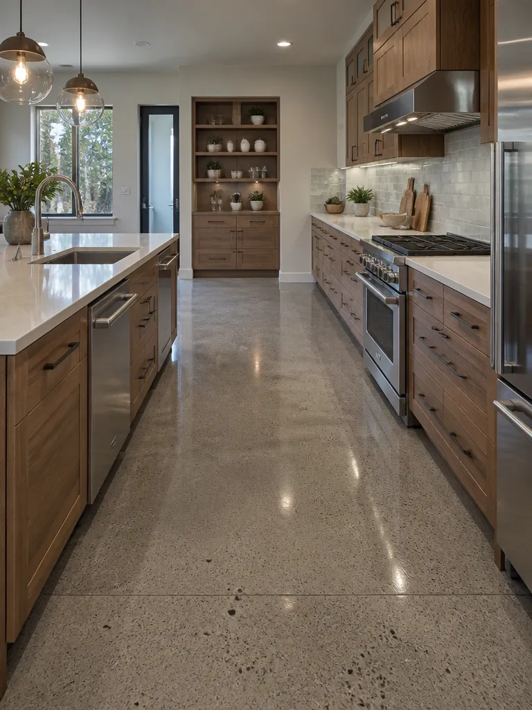 Polished Concrete Floors Kitchen Warm residential staging