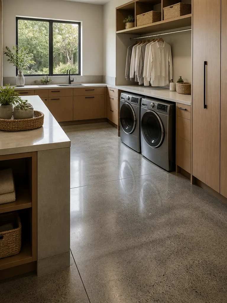 Polished Concrete Floors Laundry Room Luxury editorial staging