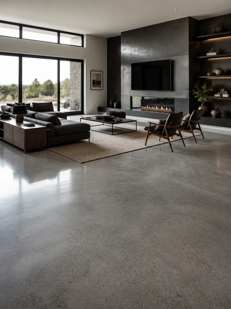 Polished Concrete Floors Living Room Luxury editorial staging