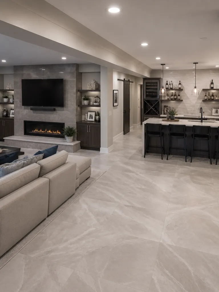 Porcelain Tile Basement