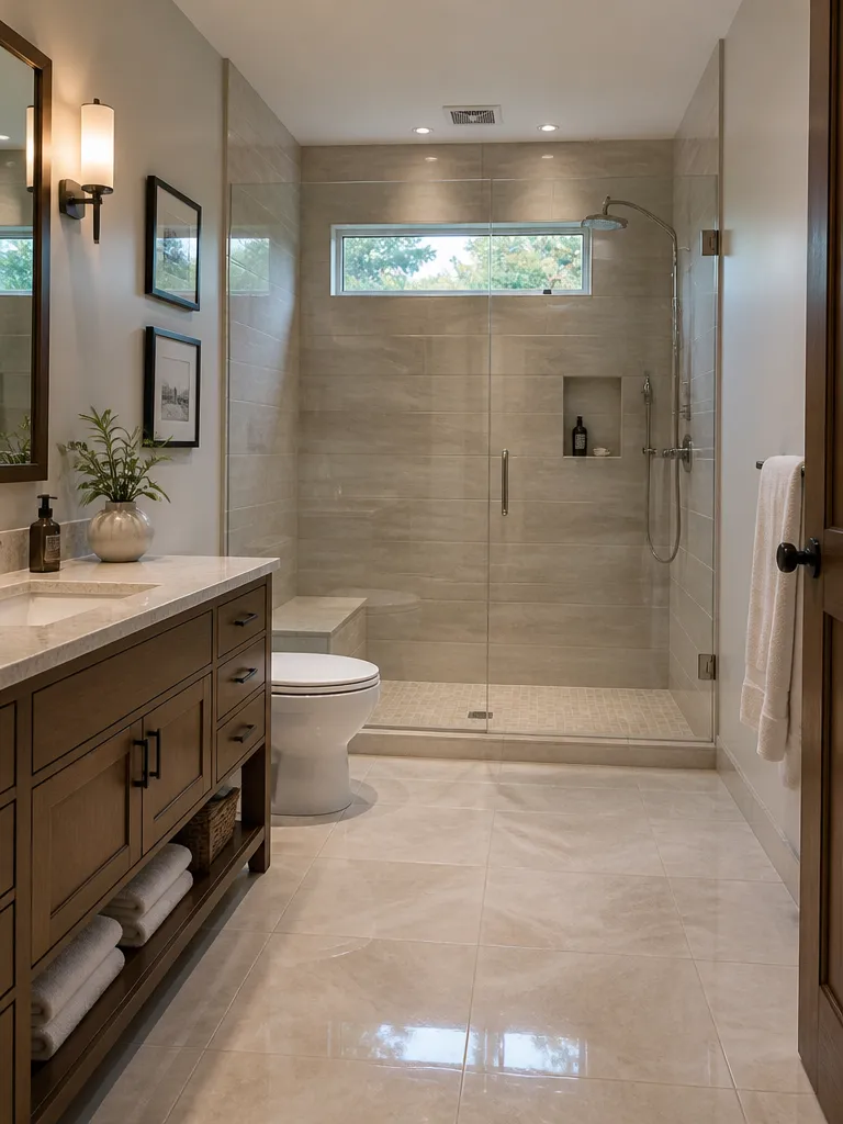Porcelain Tile Bathroom Warm residential staging