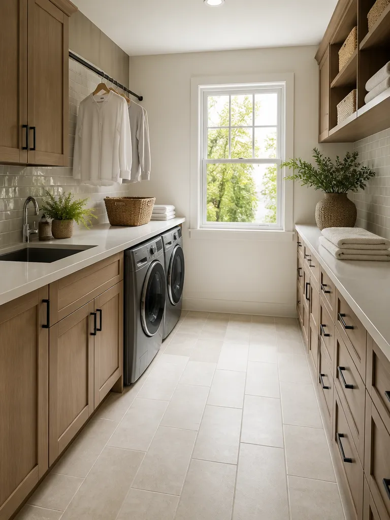 Porcelain Tile Laundry Room Warm residential staging