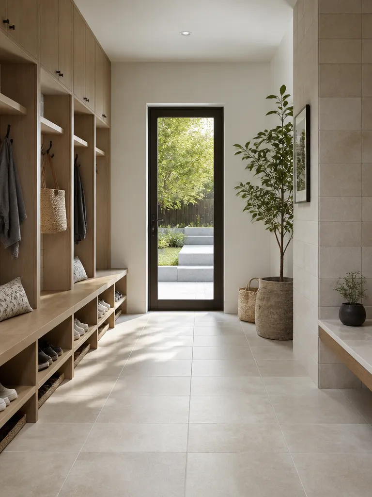 Porcelain Tile Mudroom Luxury editorial staging