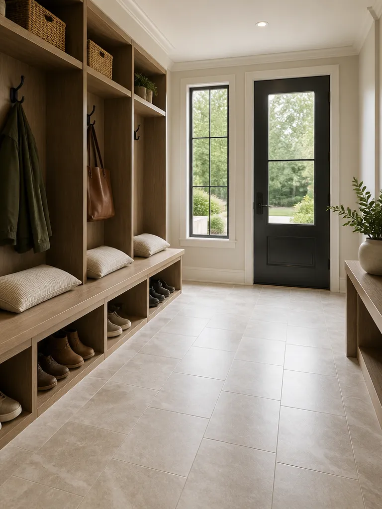 Porcelain Tile Mudroom Warm residential staging