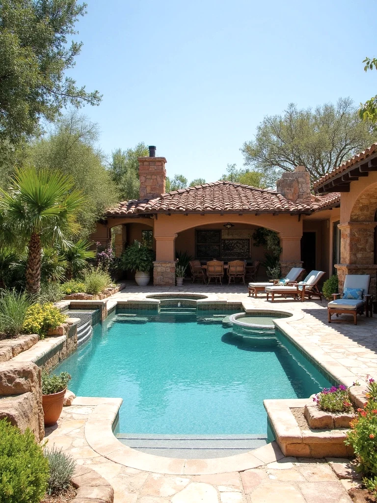 Porcelain Tile Pool Area Luxury editorial staging