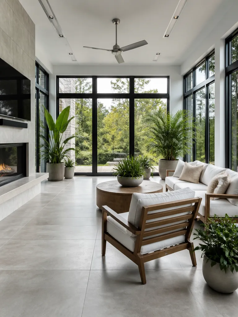 Porcelain Tile Sunroom Luxury editorial staging