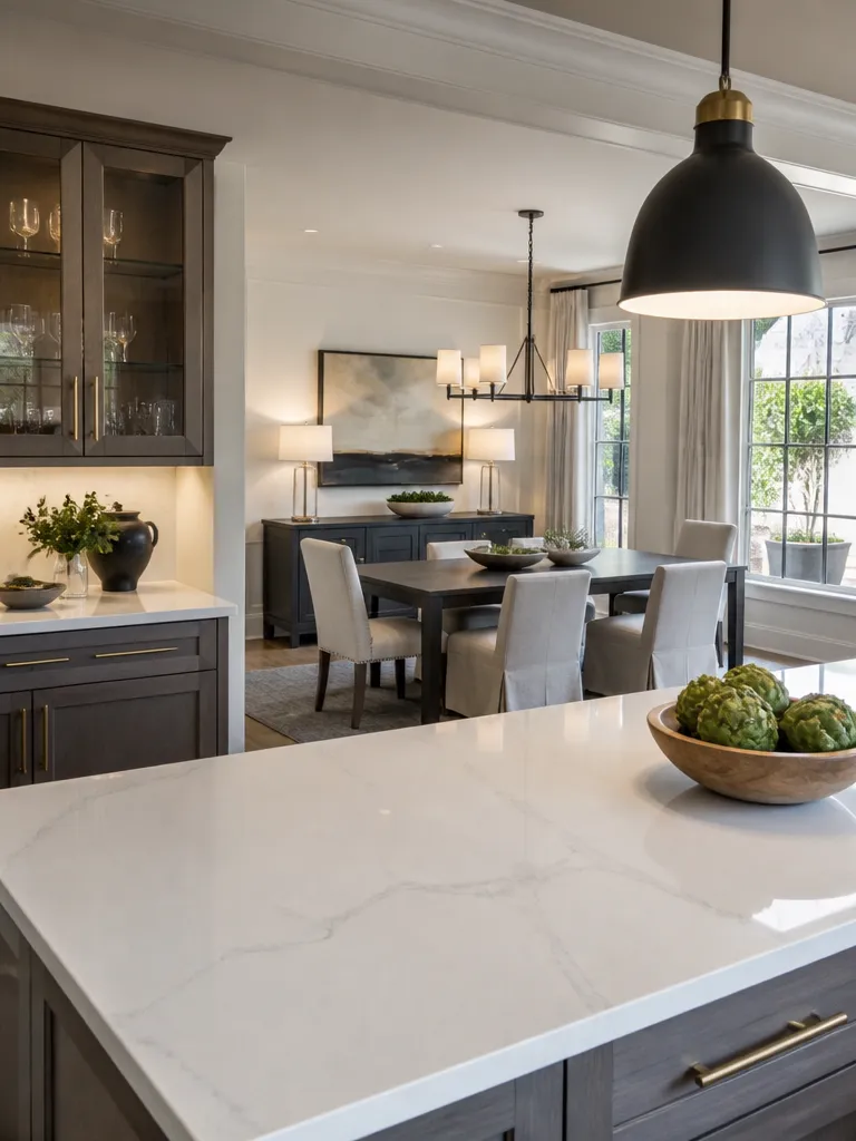 Quartz Countertops Dining Room Warm residential staging