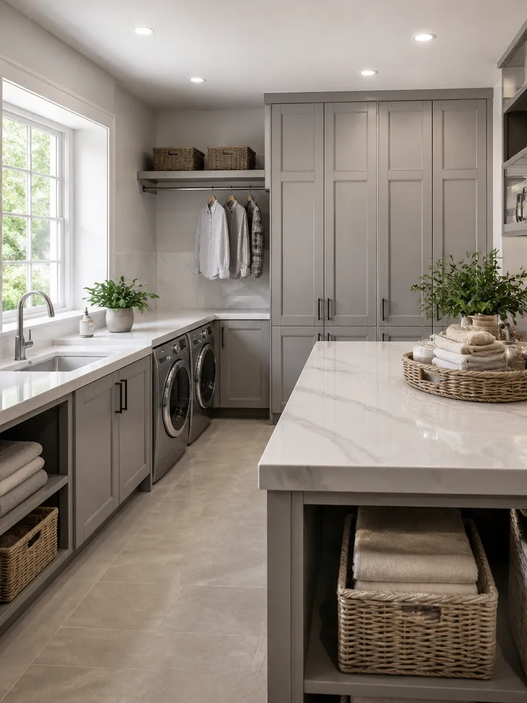 Quartz Countertops Laundry Room Warm residential staging