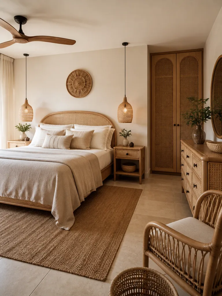 Rattan Bedroom Luxury editorial staging