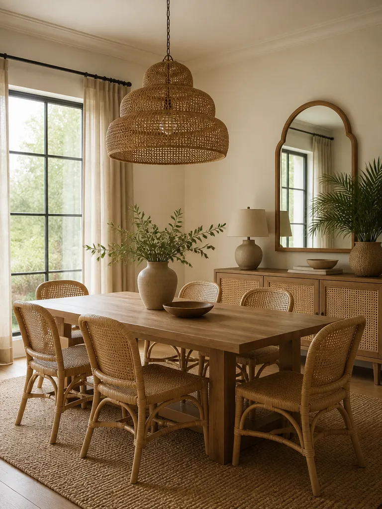 Rattan Dining Room Luxury editorial staging