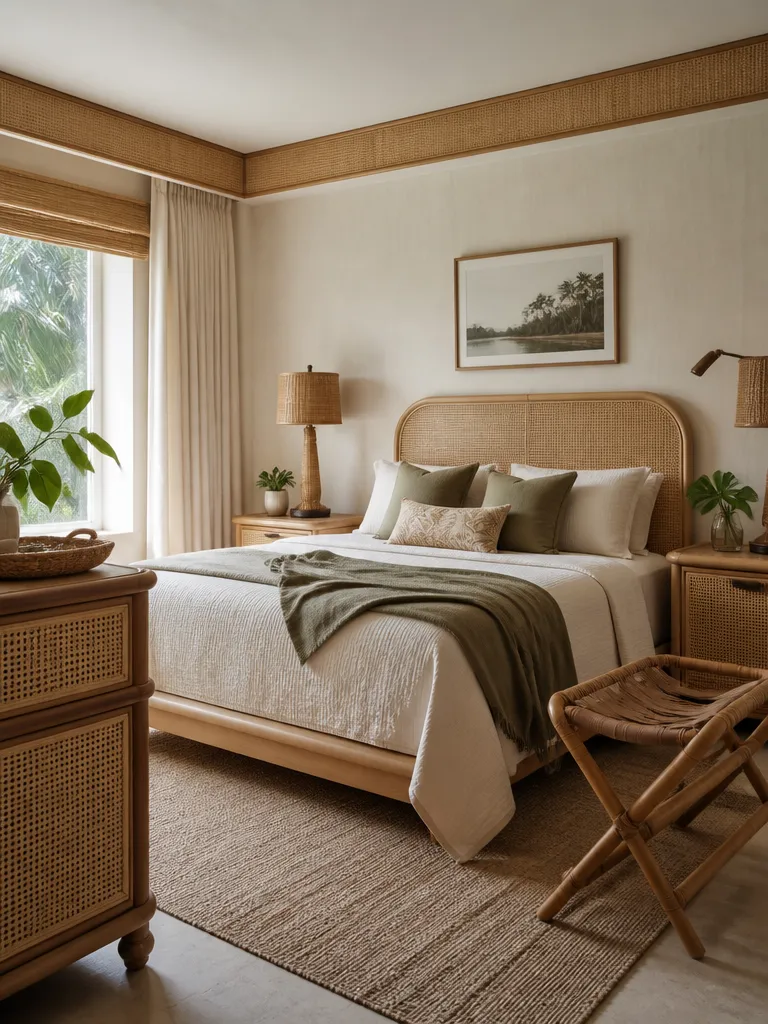 Rattan Guest Bedroom Luxury editorial staging