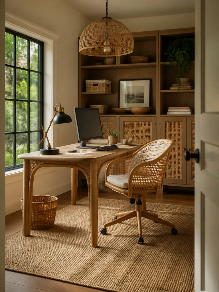 Rattan Home Office Warm residential staging