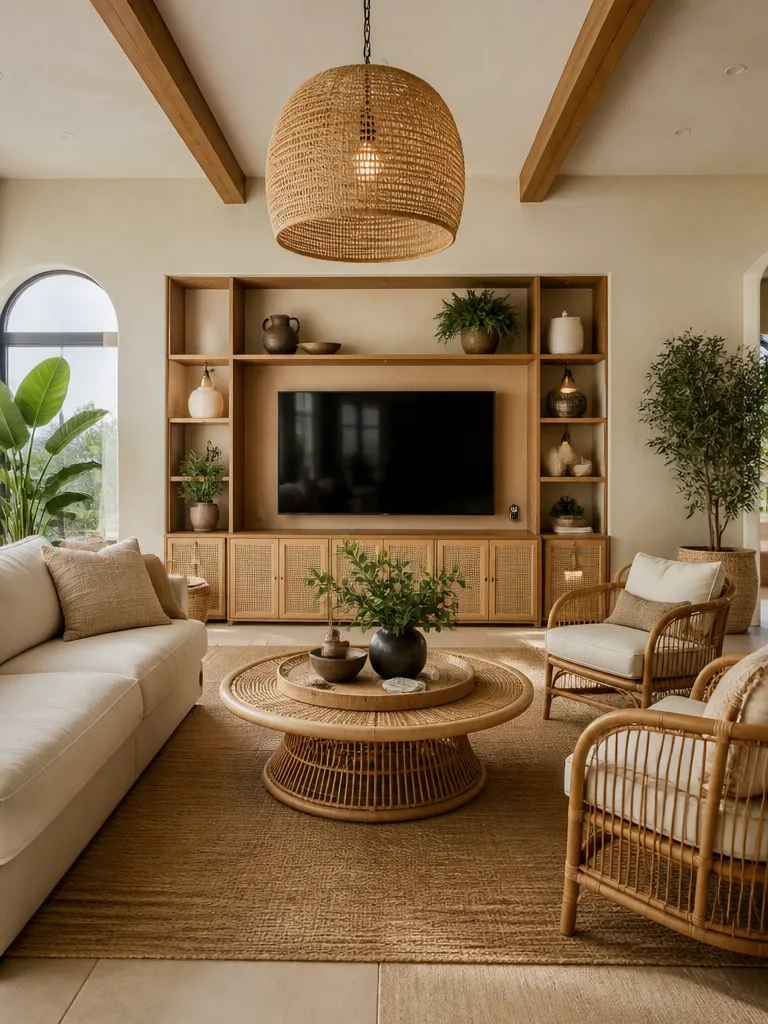 Rattan Living Room Luxury editorial staging