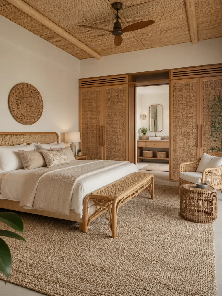 Rattan Master Bedroom Luxury editorial staging