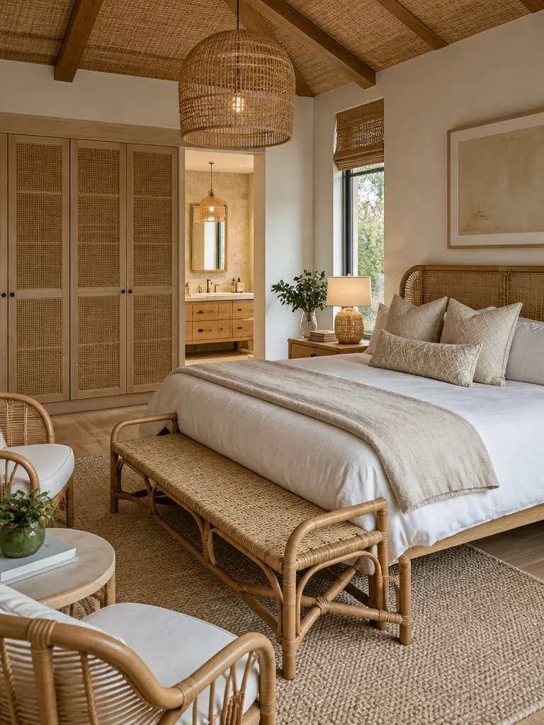 Rattan Master Bedroom Warm residential staging