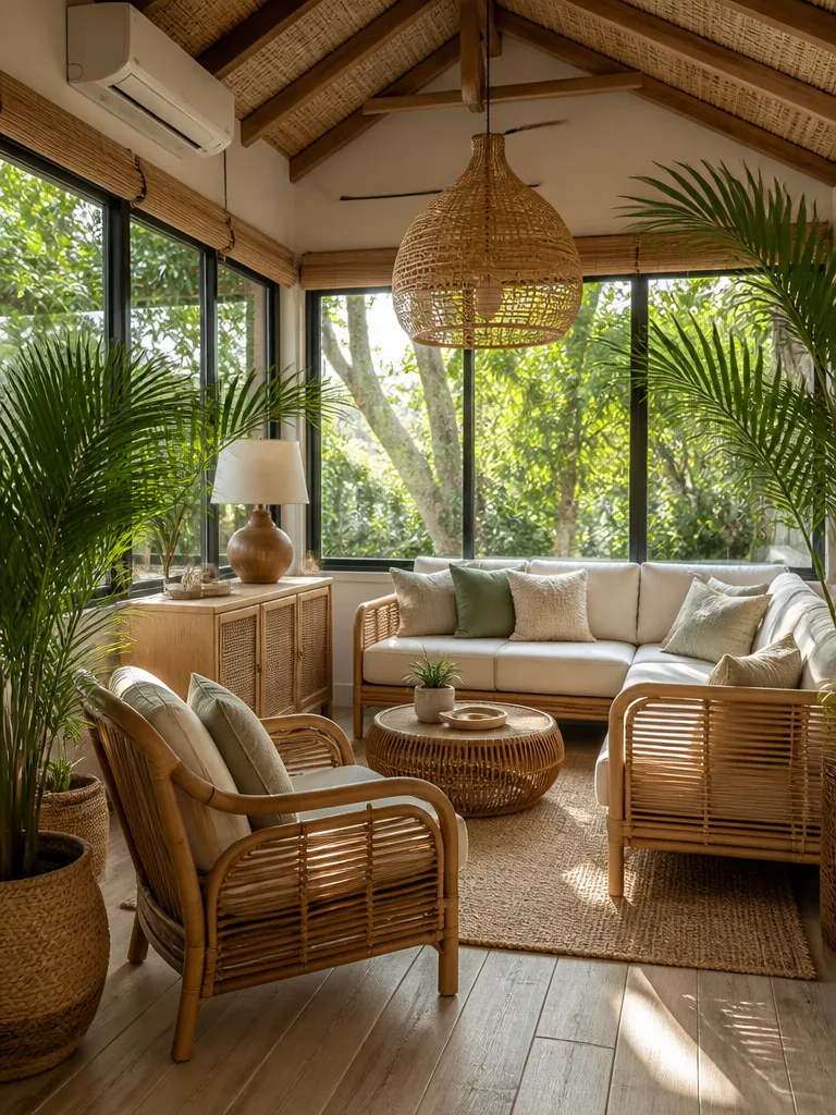 Rattan Sunroom Luxury editorial staging