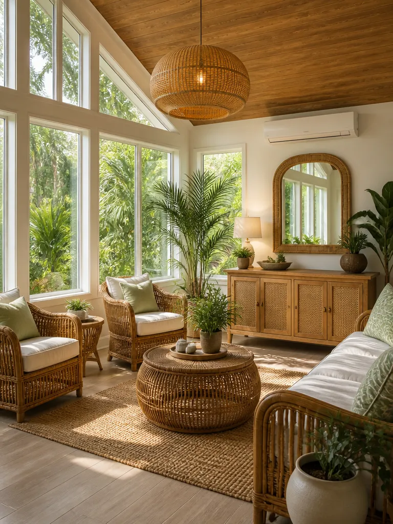 Rattan Sunroom Warm residential staging