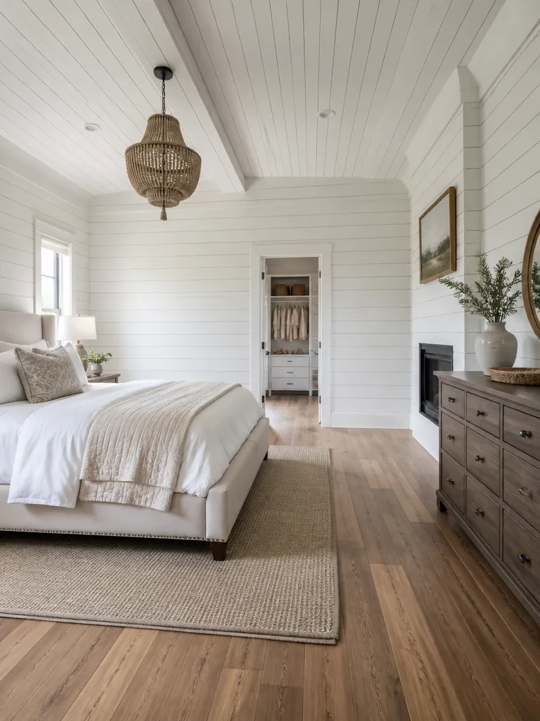 Shiplap Walls Bedroom Luxury editorial staging