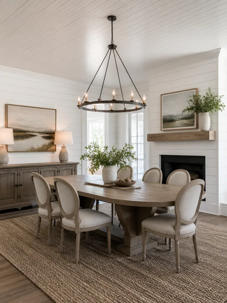 Shiplap Walls Dining Room Luxury editorial staging