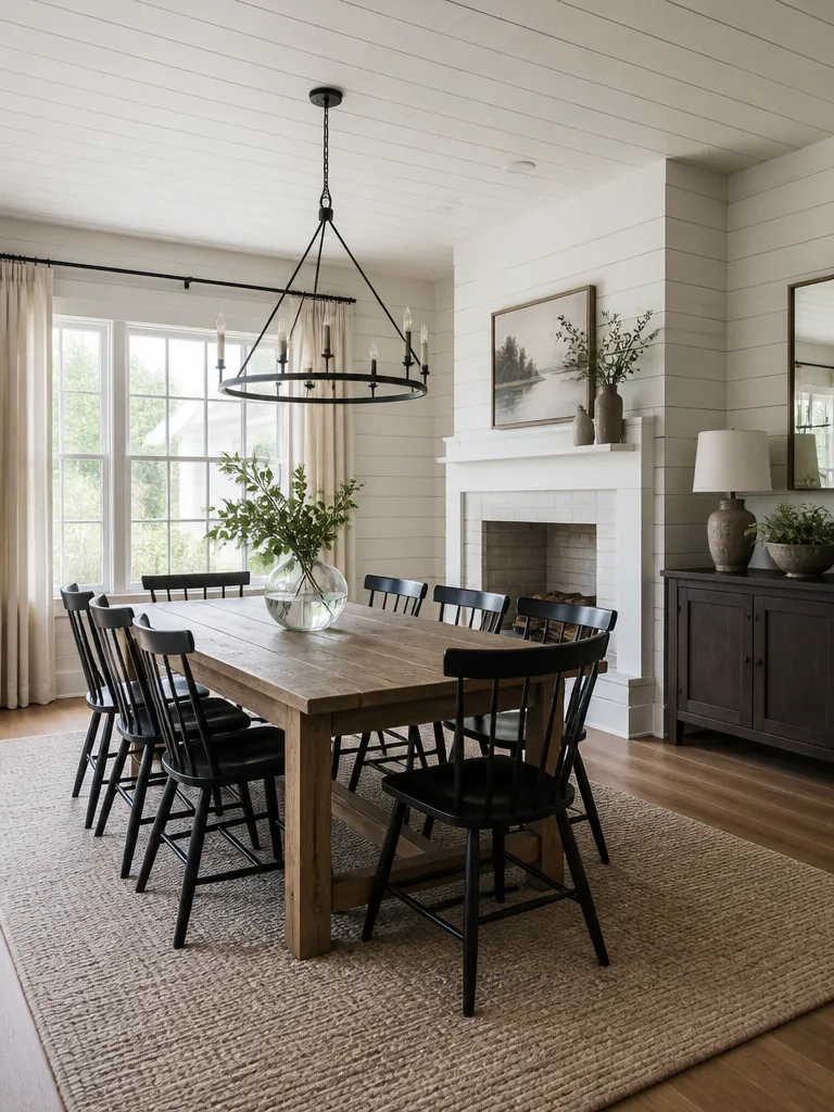 Shiplap Walls Dining Room Warm residential staging