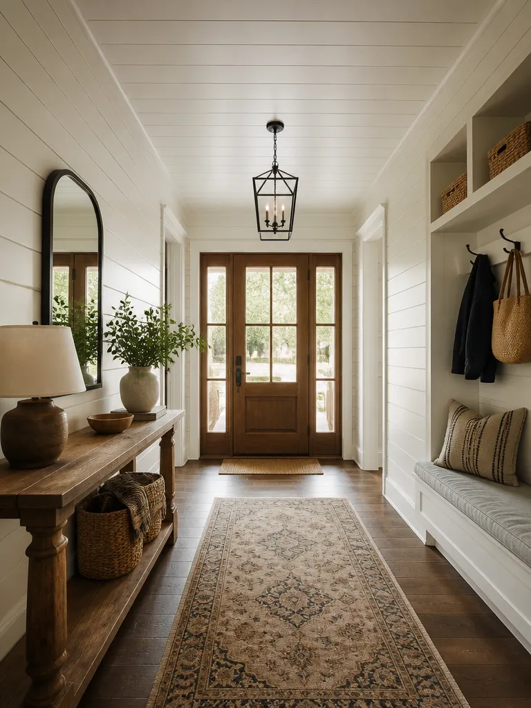 Shiplap Walls Entryway Warm residential staging