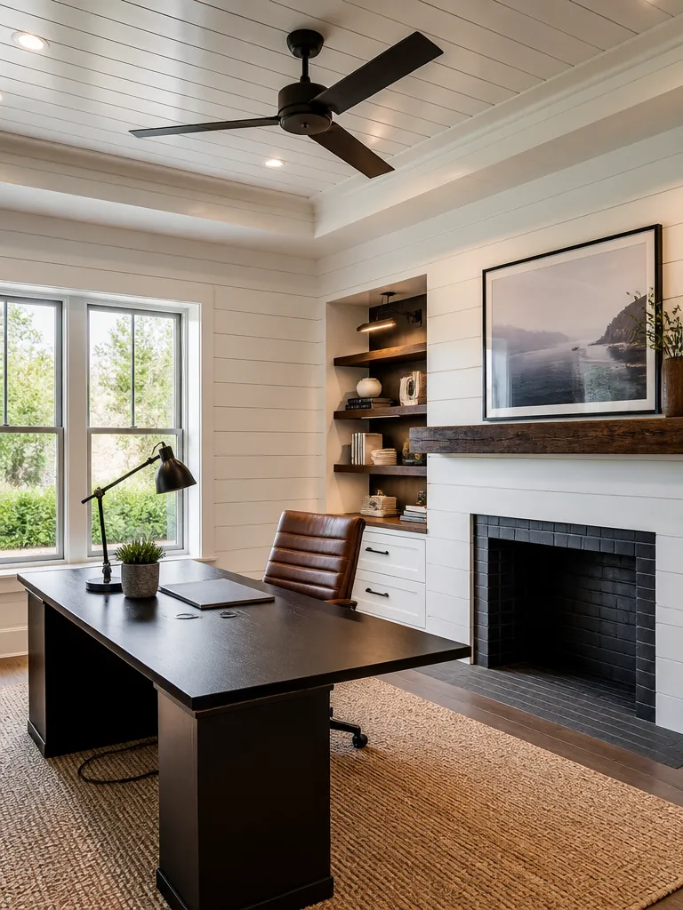 Shiplap Walls Home Office Luxury editorial staging