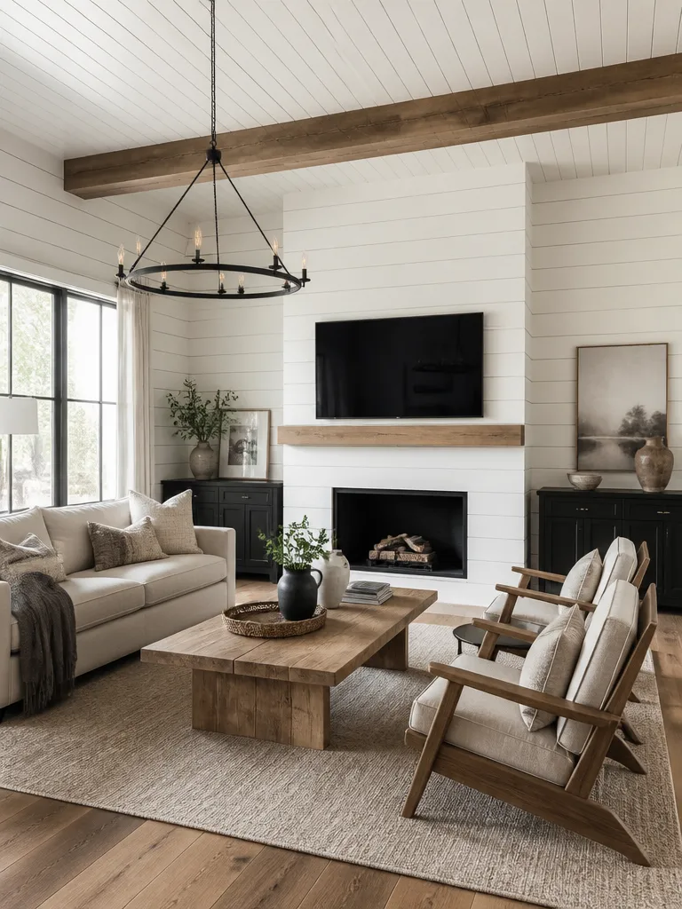 Shiplap Walls Living Room Luxury editorial staging