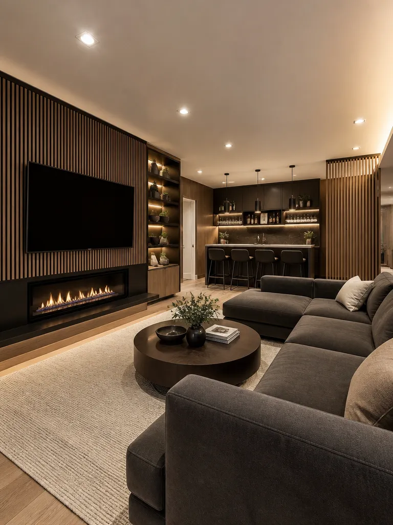 Slat Wall Basement Luxury editorial staging