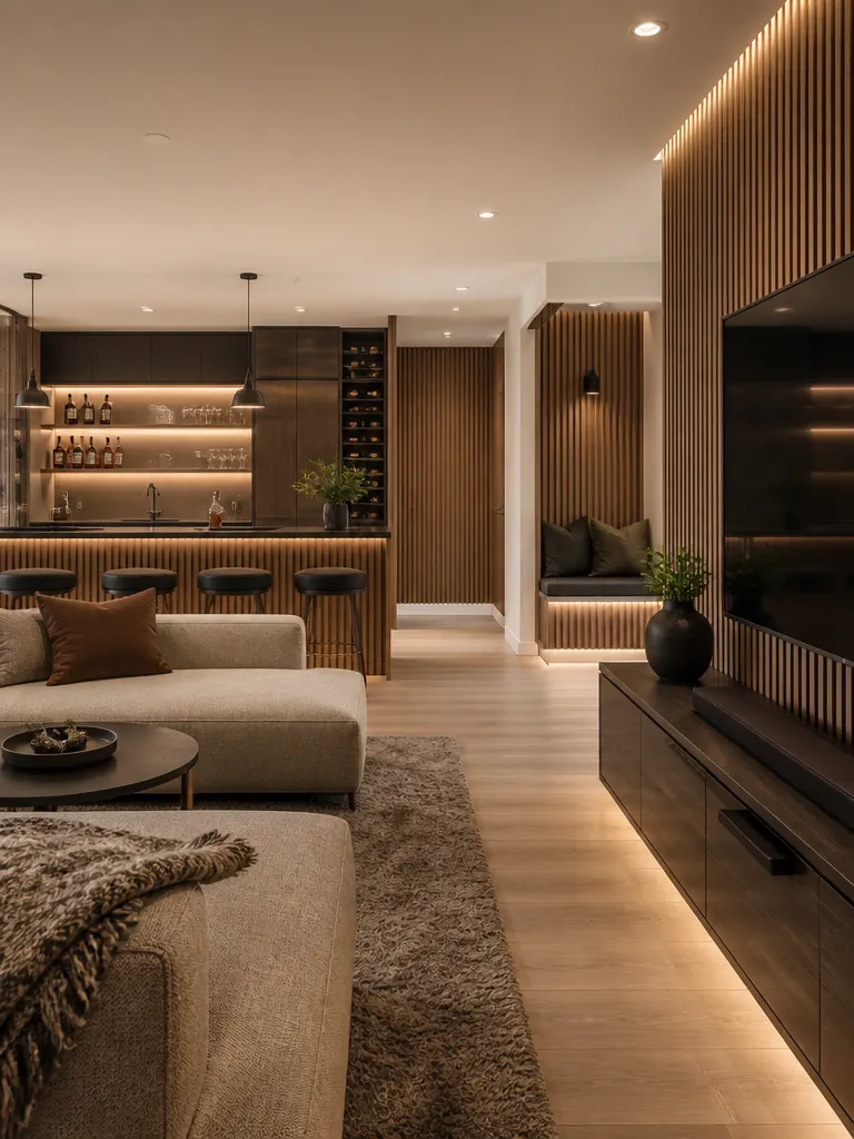 Slat Wall Basement Warm residential staging