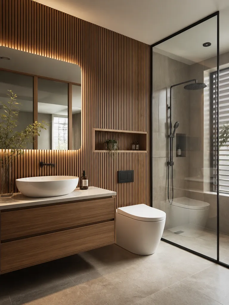 Slat Wall Bathroom Luxury editorial staging