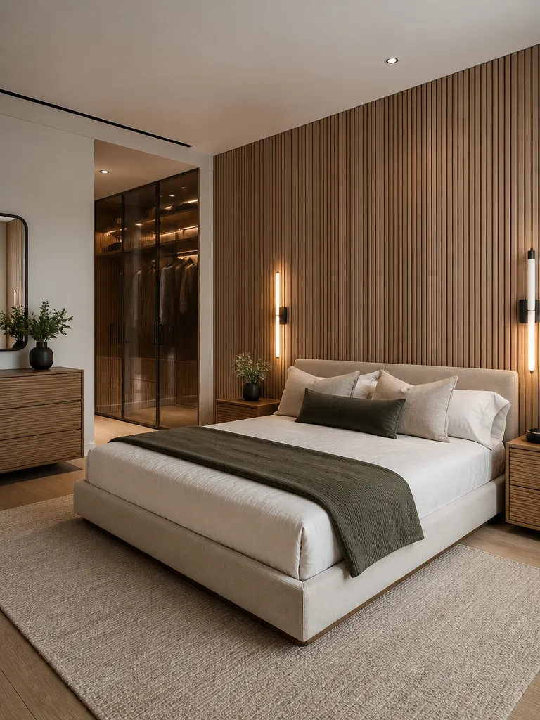 Slat Wall Bedroom Luxury editorial staging