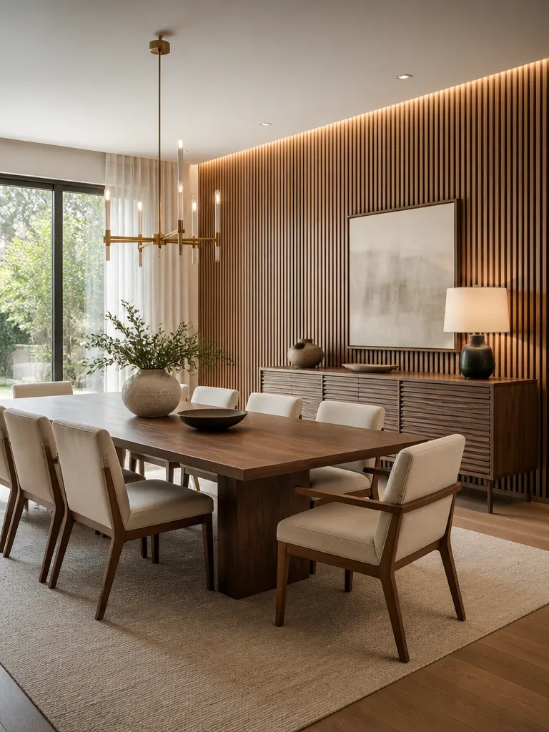 Slat Wall Dining Room Warm residential staging