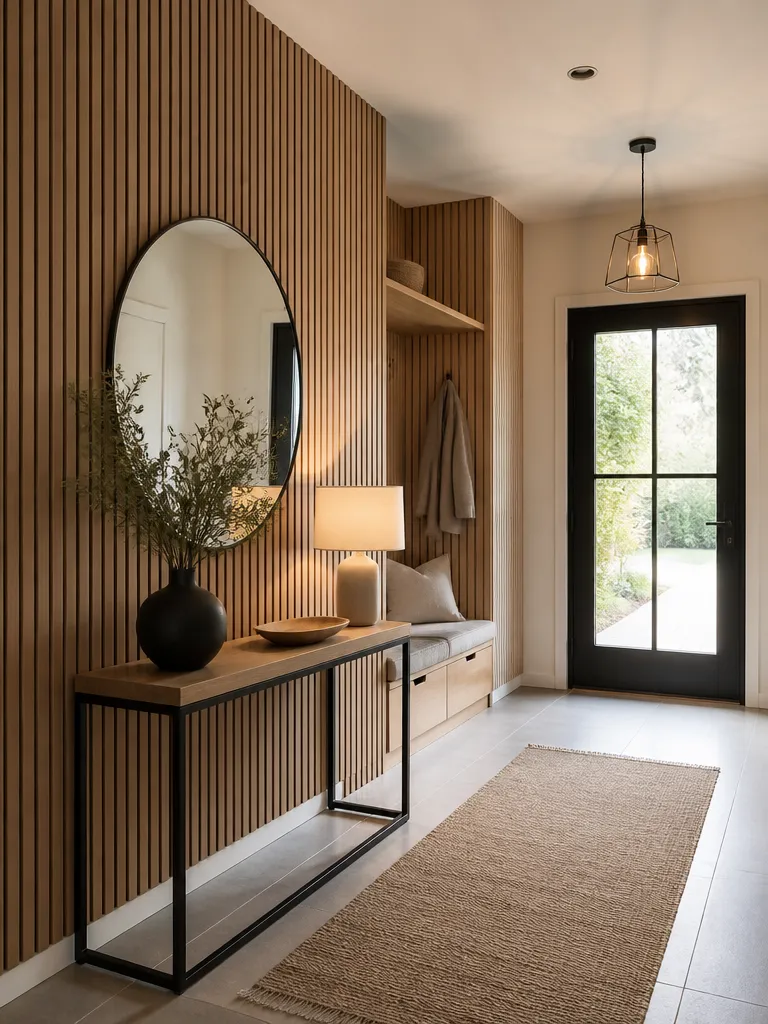 Slat Wall Entryway Warm residential staging