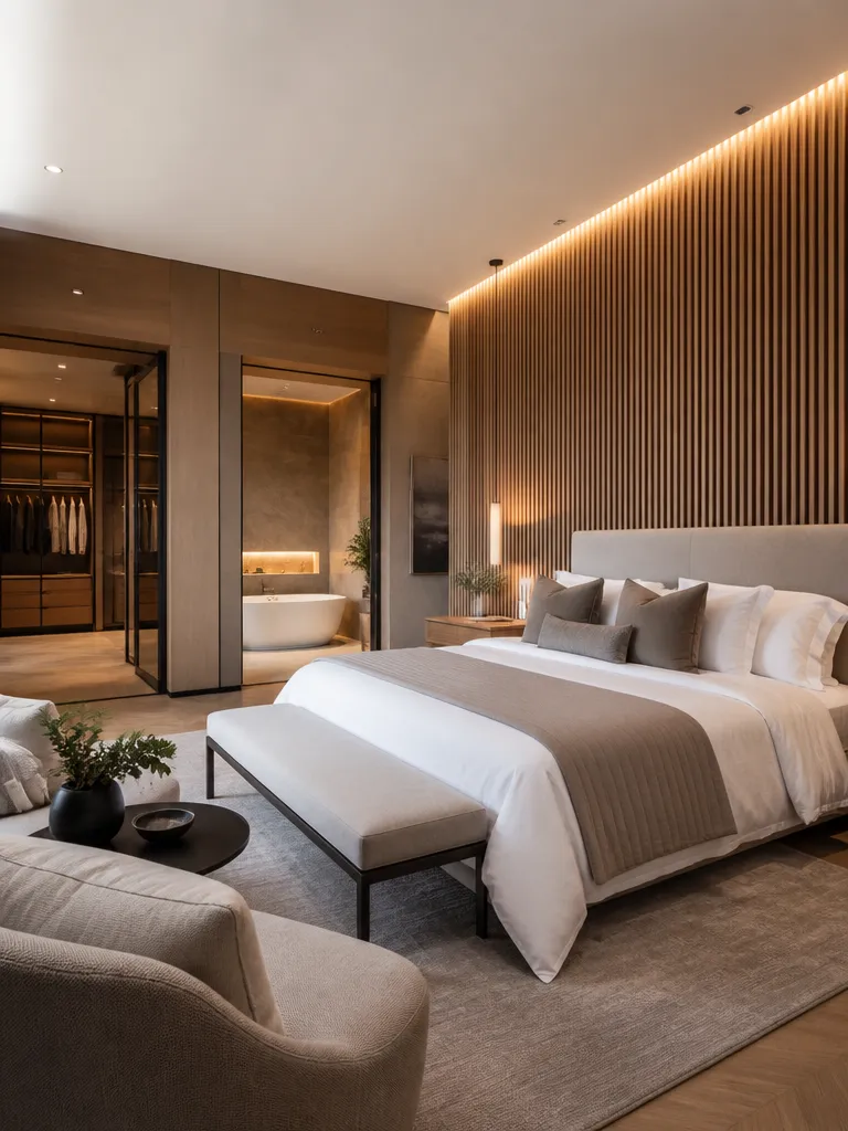 Slat Wall Master Bedroom