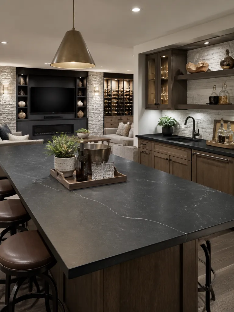 Soapstone Countertops Basement Warm residential staging