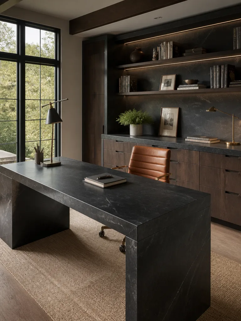 Soapstone Countertops Home Office Luxury editorial staging