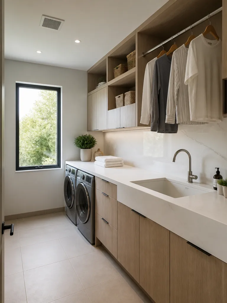 Solid Surface Countertops Laundry Room Luxury editorial staging