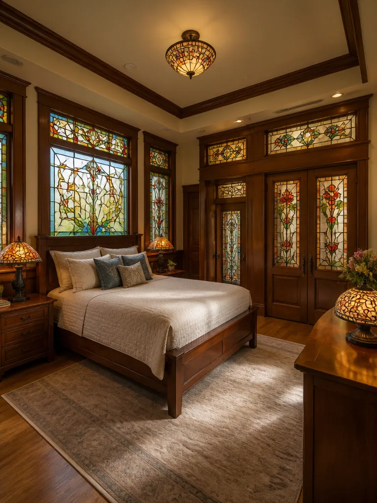 Stained Glass Bedroom Warm residential staging